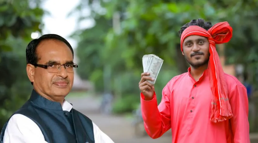 Young farmer in red holding cash beside a suited official, symbolizing rural payment support.