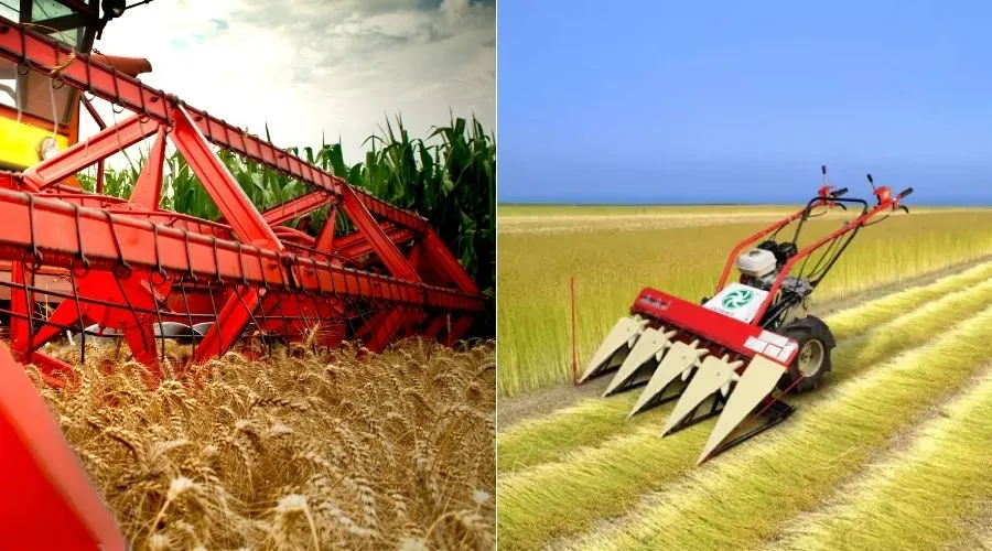 Modern harvesting machines used for wheat and rice crops